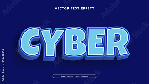 Futuristic cyan and blue cyber text effect with thick 3D extrusion and layered glowing outlines