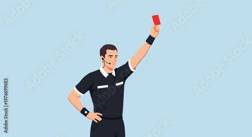 Referee holding red card high.