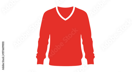 Red Sweater with White Collar Detail.