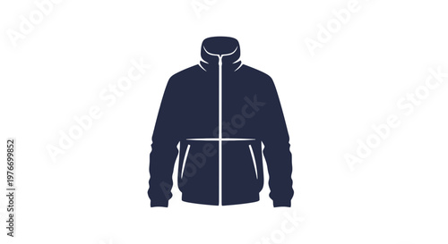 Navy Blue Hooded Sweatshirt with White Zipper.