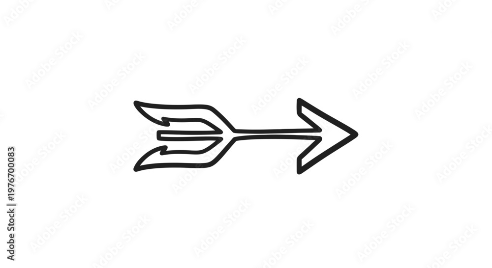 Fototapeta premium Simple Black Arrow Icon with Trident.
