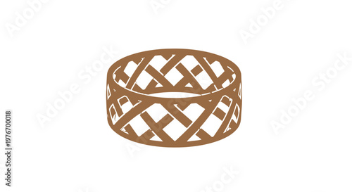Gold Ring with Lattice Pattern Design.