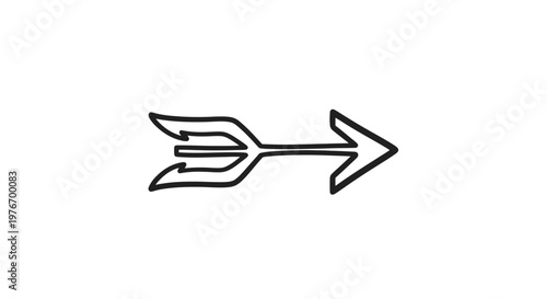 Simple Black Arrow Icon with Trident.