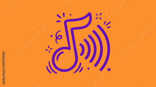 Vibrant Purple Music Note Icon.