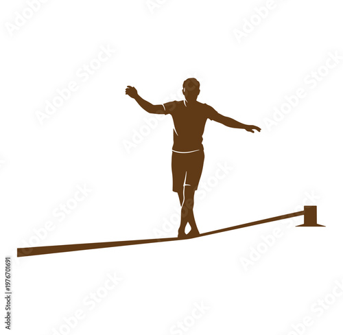 man balancing on a tightrope with arms outstretched for balance and stability