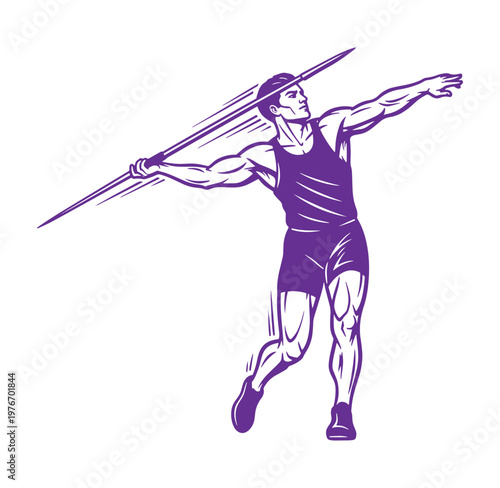 Man in athletic wear throwing a javelin in a dynamic pose  athletic competition