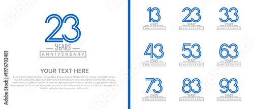 anniversary logo set. blue and grey color on white background for celebration moment