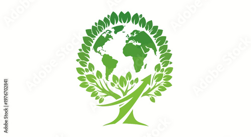 Green Tree Earth Globe Logo Symbol.