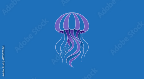 Purple Jellyfish Marine Animal Illustration.
