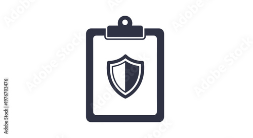 Clipboard with Shield Security Icon.