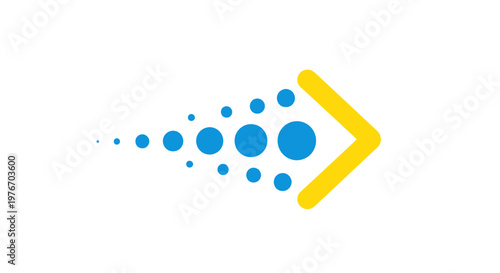 Blue Circles and Yellow Arrow Symbol.