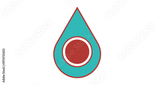 Teal Droplet with Red Center Icon.