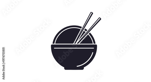 Bowl of Noodles with Chopsticks Inside.
