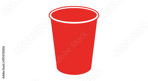 Red Plastic Disposable Drinking Cup Isolated.