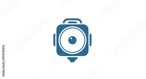 Blue Camera Icon with Lens and Handle.