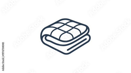 Cozy Folded Blanket Icon on White Background