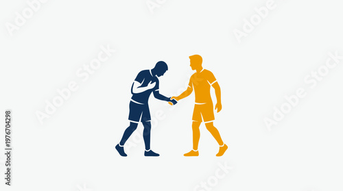 Soccer Players Shaking Hands Sportsmanship Concept