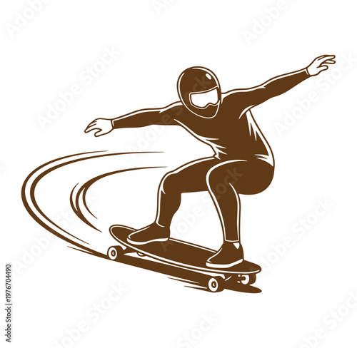 skateboarder in motion with arms outstretched on a skateboard with motion trails