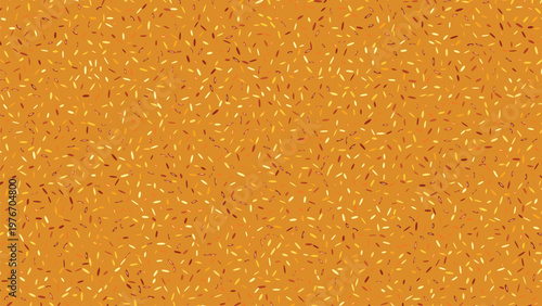 Seamless pattern with scattered abstract organic shapes in warm autumnal hues: golden yellow, orange, and brown specks on a rich mustard background. Ideal for digital wallpaper, textile,
