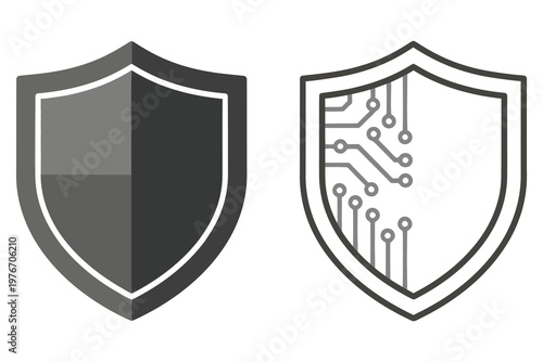 Cyber security shield protection icon with circuit board pattern design isolated on transparent background