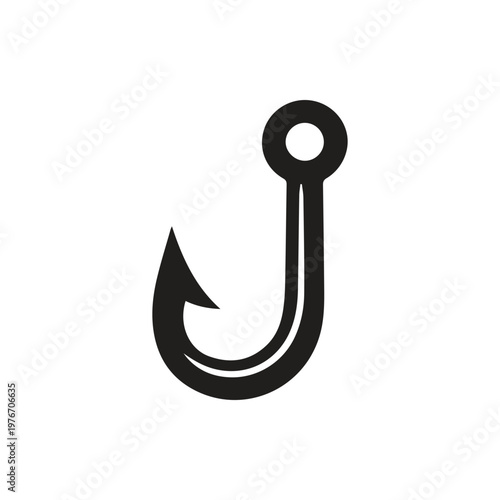 Fotografie Simple black fishing hook representing the thrill of catching fish outdoors