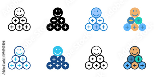 Positive psychology icons set multiple style collection. Editable stroke 
