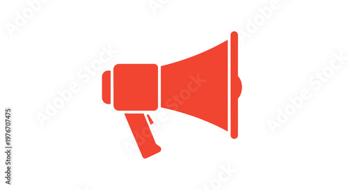 Red Megaphone Icon on White Background.