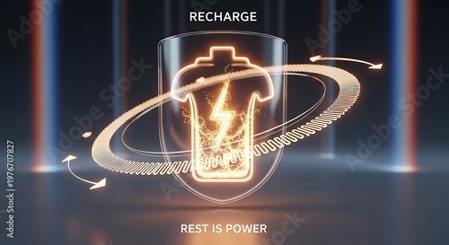 Mental Health Awareness Illustration Featuring Human Profile With Battery Charging Symbol Representing Emotional Recharge Psychological Energy Recovery Self Care And Stress Management Wellness Concept