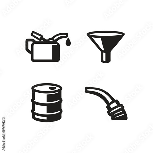 Fuel and Oil Industry Essential Icons Liquid Transfer and Storage Elements