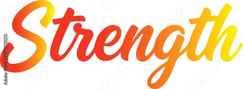 Red orange yellow strength word art with a swoosh accent on white power force