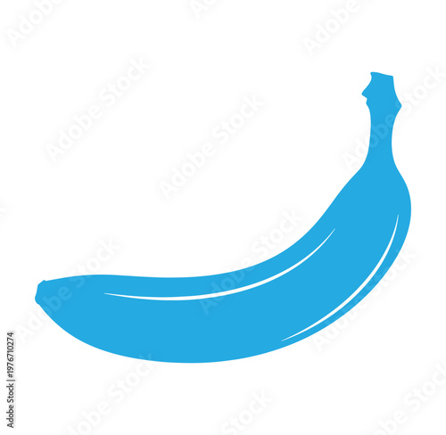 Blue banana silhouette on white background