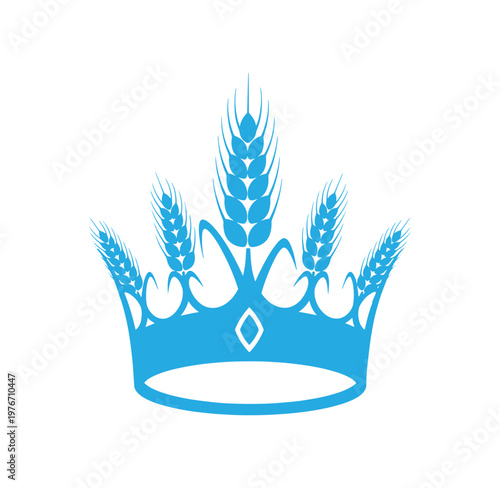 blue crown with wheat ears on white background