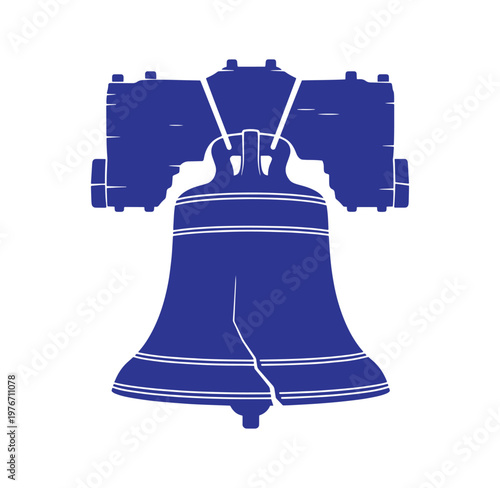 Liberty bell icon in blue color  American historical symbol