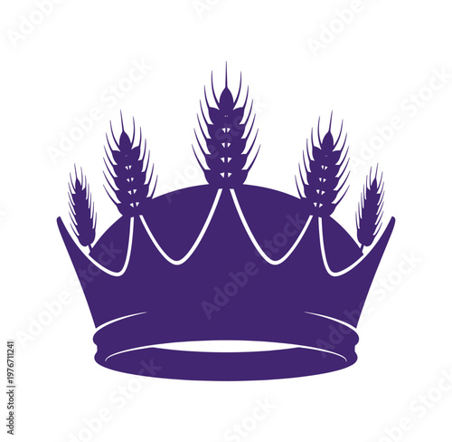 Purple crown with wheat ears on top isolated on transparent background