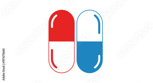 Red and Blue Capsules Side by Side.