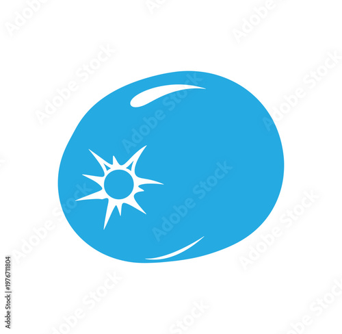 Simple blue circle with white sun symbol on white background