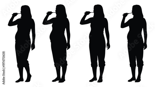 Silhouettes of four pregnant women in varying stages of gestation depicted in black