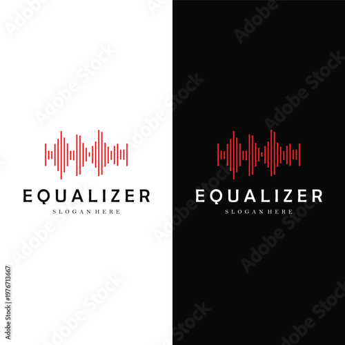 Equalizer Logo Audio Wave Minimal Line Art Design