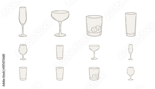 Collection of Various Drinkware and Glassware Types.