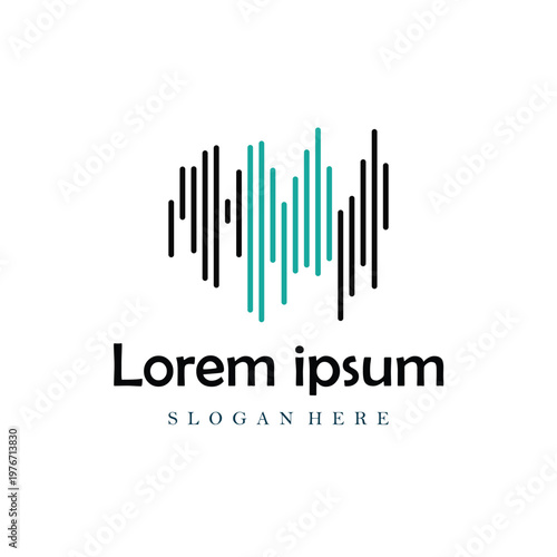 Flat Equalizer Sound Logo Simple Music Wave Icon Design