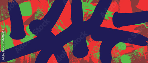 Wallpaper Mural Abstract Grunge Vector Background, Dynamic Brushstrokes and Vibrant Neon Colors Torontodigital.ca