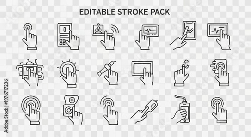 Editable Stroke Pack - Hand Gestures and Touchscreen Interactions.