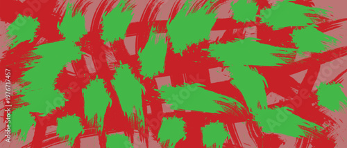 Wallpaper Mural Vibrant Abstract Brush Stroke Vector Background, Dynamic Grunge Texture in Green and Red Colors Torontodigital.ca