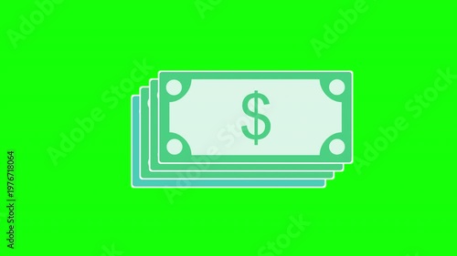 money dollars icon loop animation with alpha channel, transparent background, ProRes 444