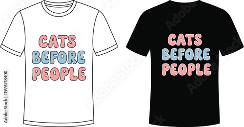  cats before people t shirt design mockup black and white description