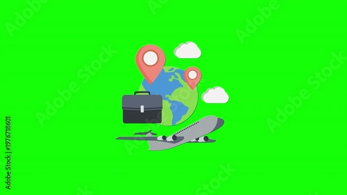 location and globe icon motion graphics animation with alpha channel, transparent background, ProRes 444