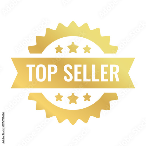 Gold Top Seller Icon, Best Seller Award Ecommerce Shopping Luxury Emblem Certificate — transparent PNG