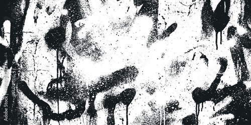 Monochrome black and white grunge texture background with spray paint drips and abstract pattern graphic element urban art wall art modern art background abstract splatter distressed artistic