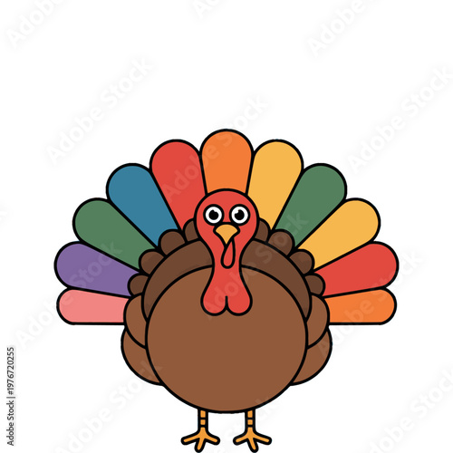 Thanksgiving colorful Turkey greeting with copyspace
