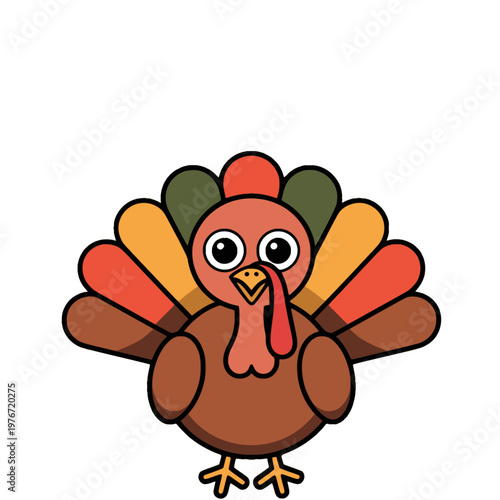 Thanksgiving colorful Turkey greeting with copyspace
